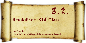Brodafker Klétus névjegykártya